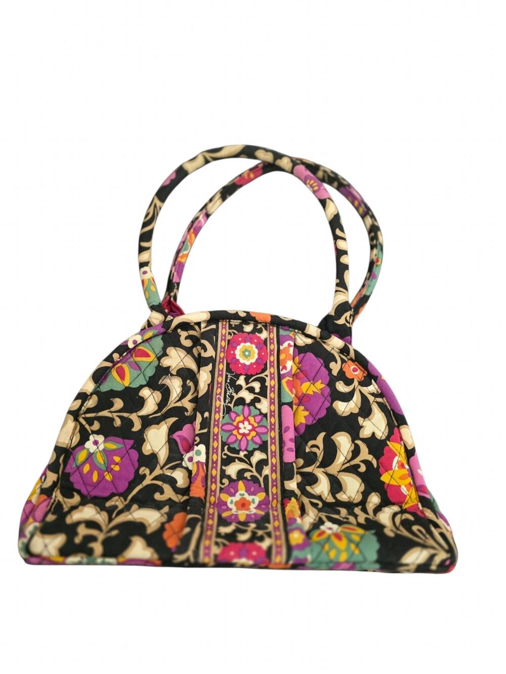 Vera Bradley Kiss Lock Handbag Suzani Floral Quilted Frame Satchel Purse